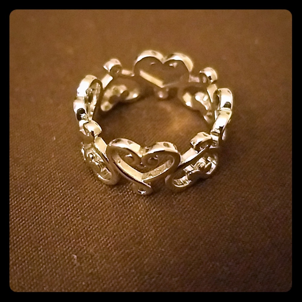 18K white gold-plated filigree ring. Sz.8